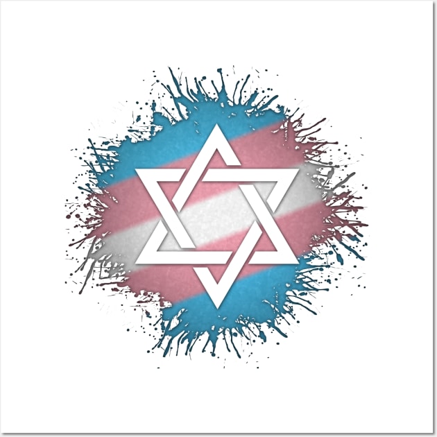 Paint Splatter Transgender Pride Star of David Symbol Wall Art by LiveLoudGraphics